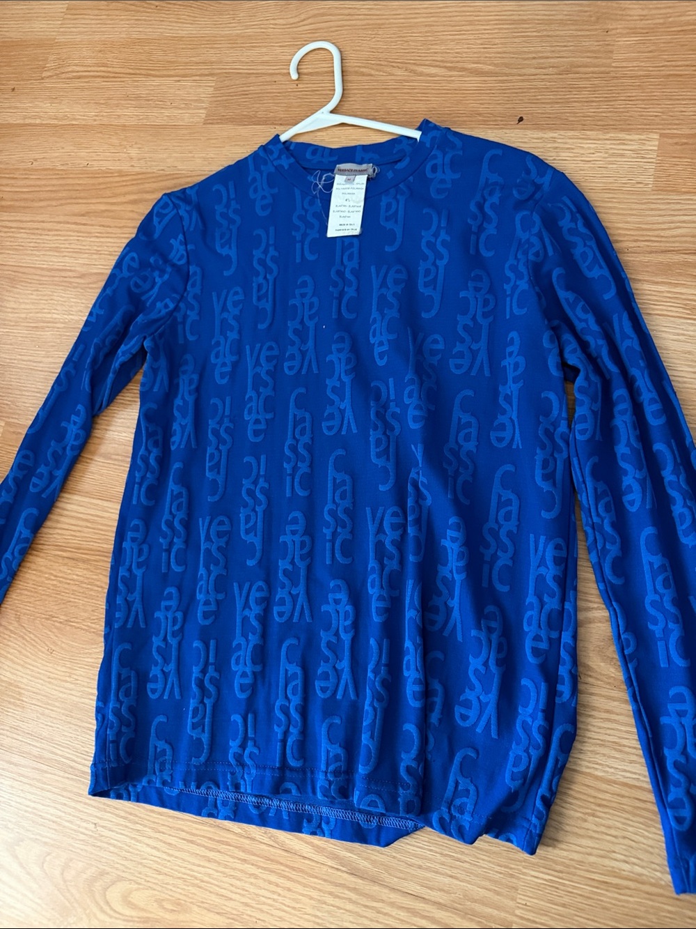 Vintage Versace Classic Blue Long-Sleeve Textured Shirt